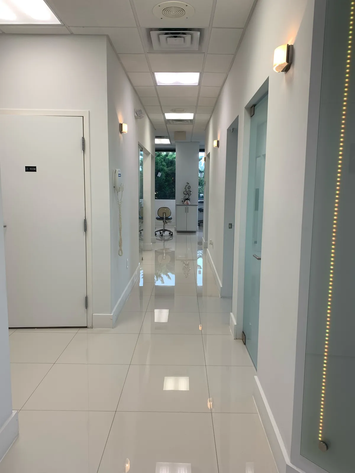 Clean, well-lit clinic hallway